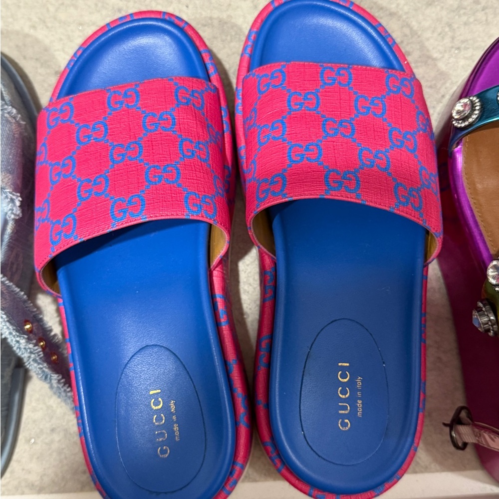 Gucci Pink and Blue Women's Platform Sandals